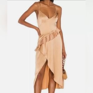 Song Of Style Elegant Tan Ruffle Dress